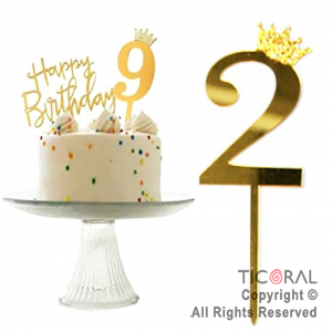 CAKE TOPPER DORADO NUMERO 2 (17 x 6 cm)  X 1